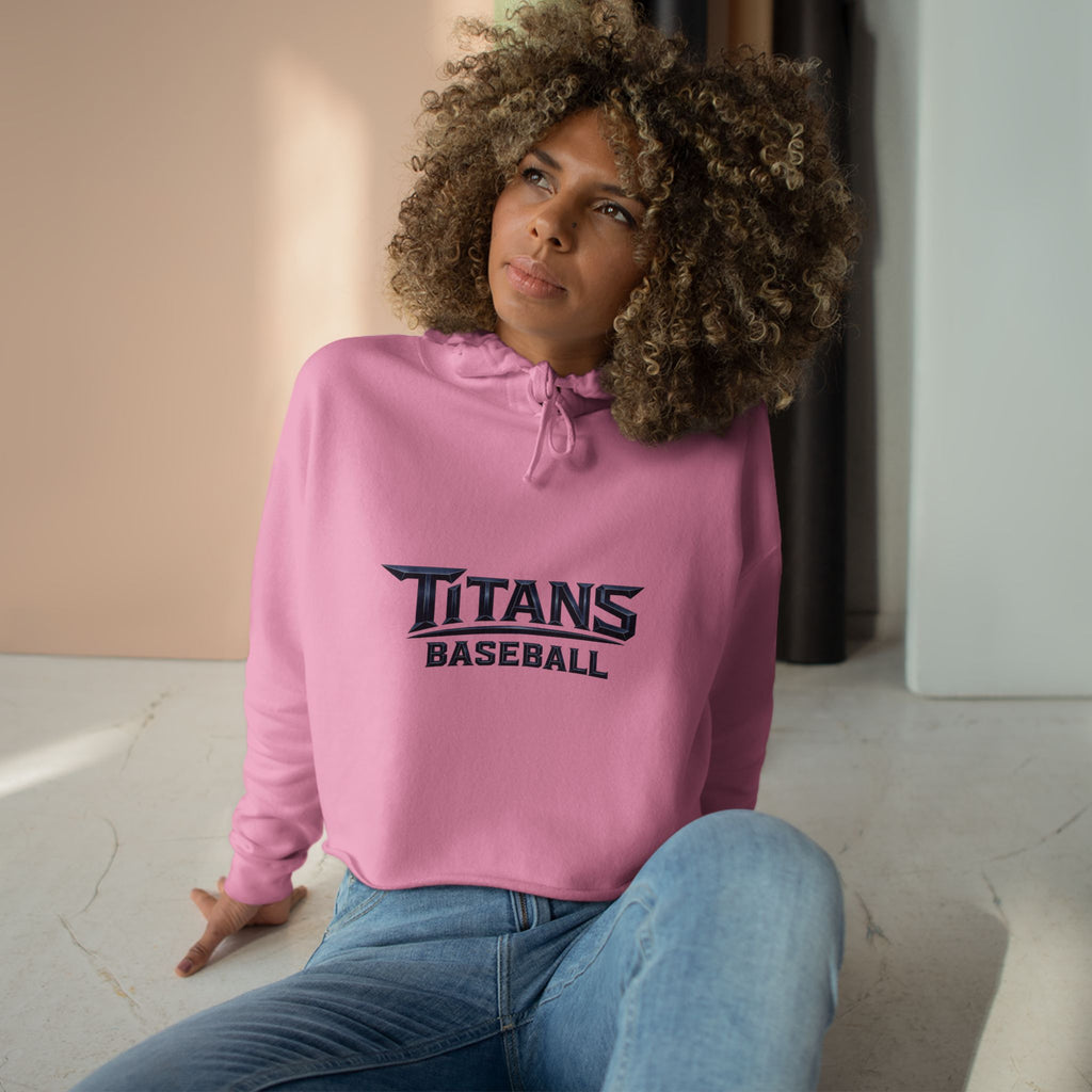 Titans Women's Signature Cropped Hoodie-Navy Logo