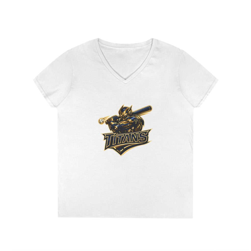 Titans Prime Ladies' V-Neck Tee-Blue "Titans Mom" Fan Shirt