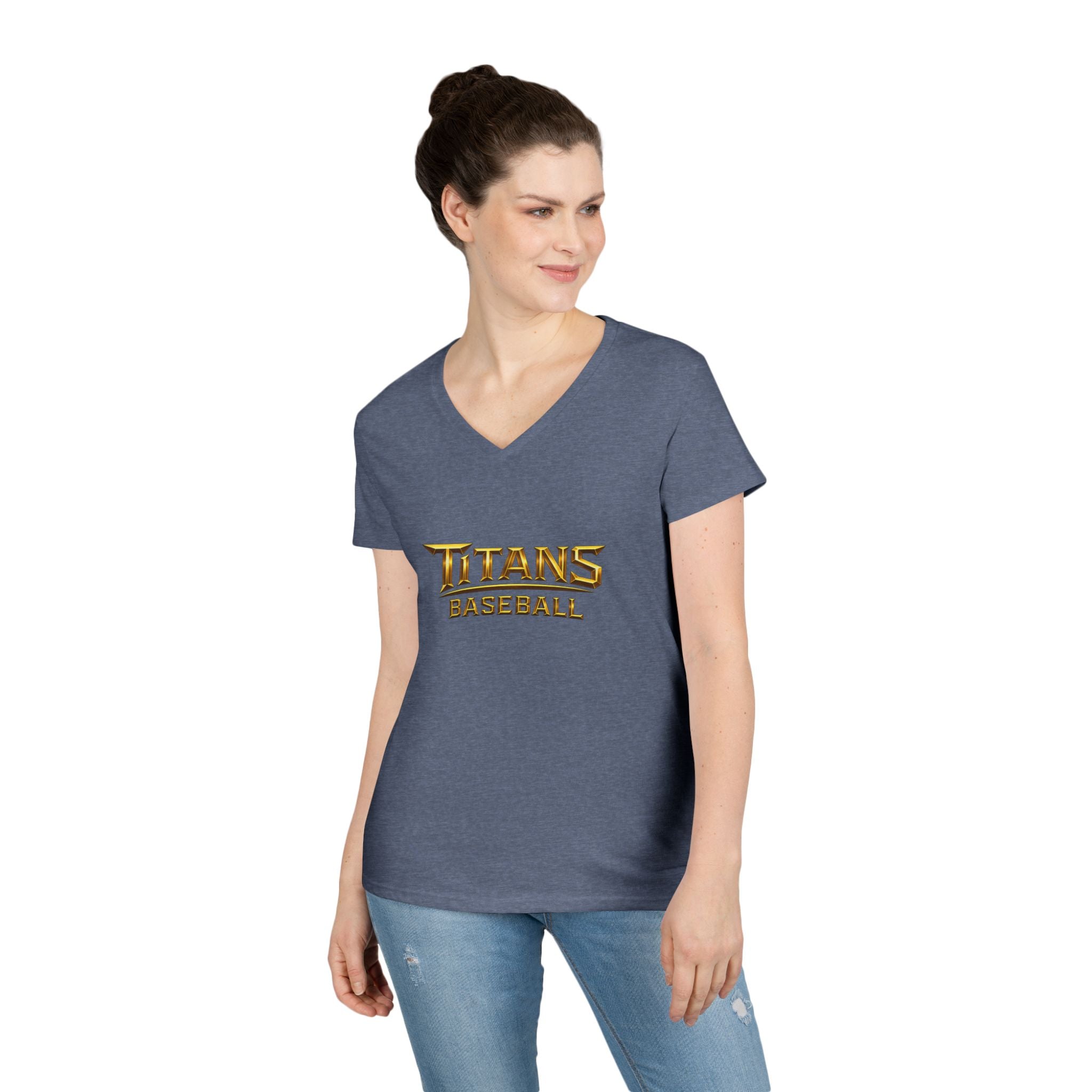 Titans Signature Ladies V-Neck Tee-Gold "Titans Mom" Fan Shirt