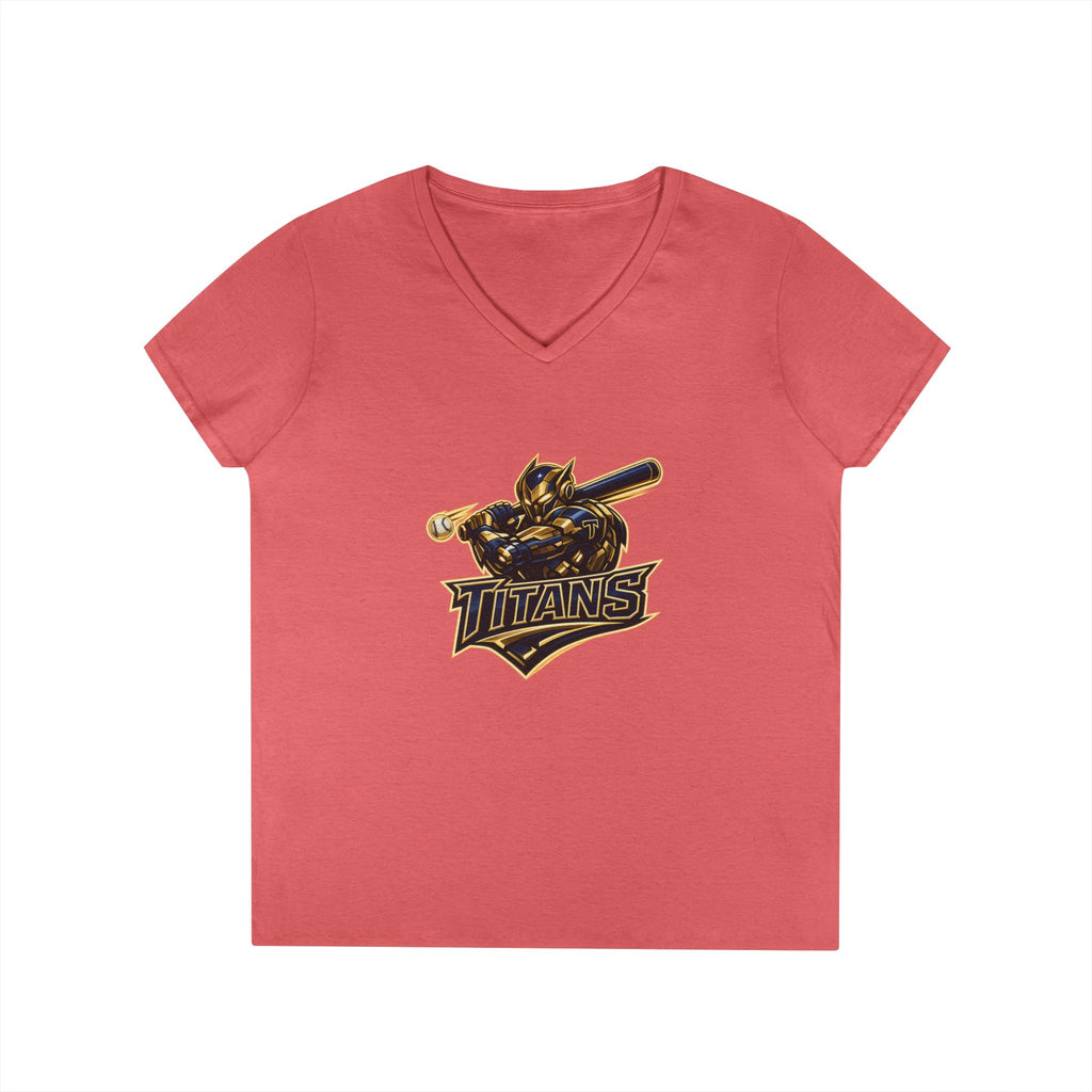 Titans Prime Ladies' V-Neck Tee-Blue "Titans Mom" Fan Shirt