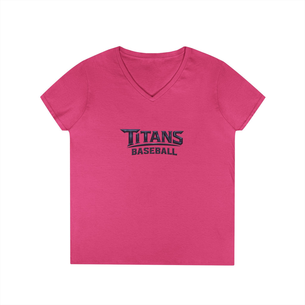 Titans Signature Ladies' V-Neck Tee-Blue "Titans Mom" Fan Shirt
