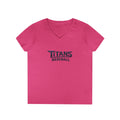 Titans Signature Ladies' V-Neck Tee-Blue "Titans Mom" Fan Shirt