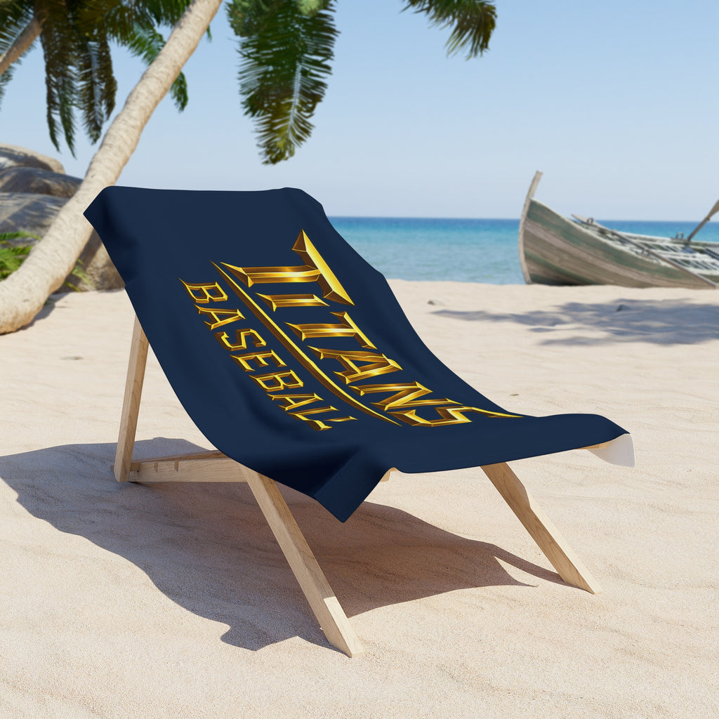 Titans Navy Beach Towel-Gold Logo