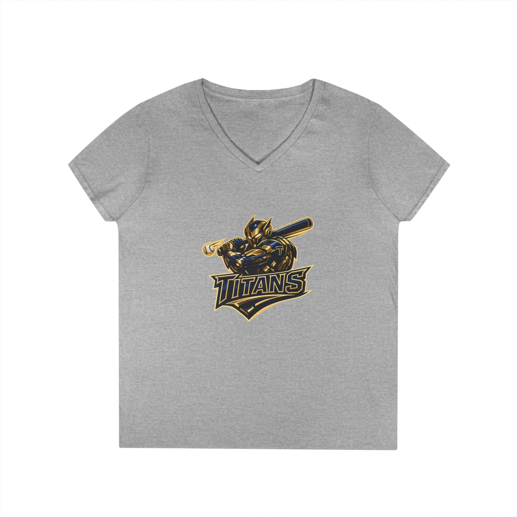 Titans Prime Ladies' V-Neck Tee-Blue "Titans Mom" Fan Shirt