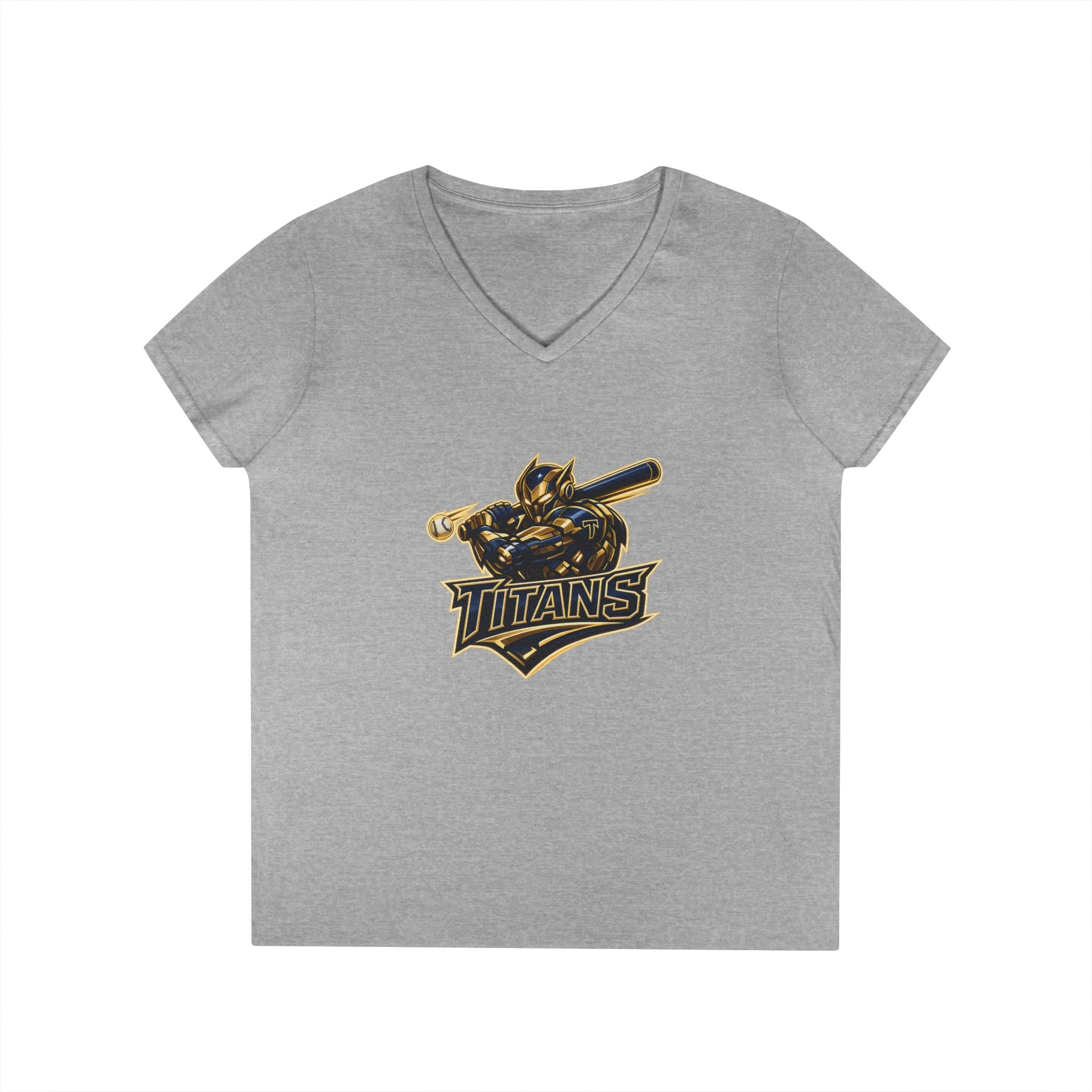 Titans Prime Ladies' V-Neck Tee-Blue "Titans Mom" Fan Shirt