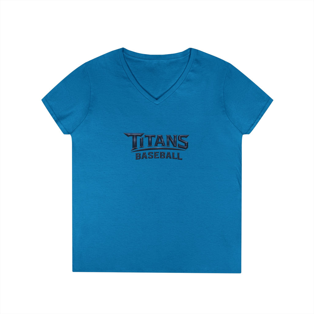 Titans Signature Ladies' V-Neck Tee-Blue "Titans Mom" Fan Shirt