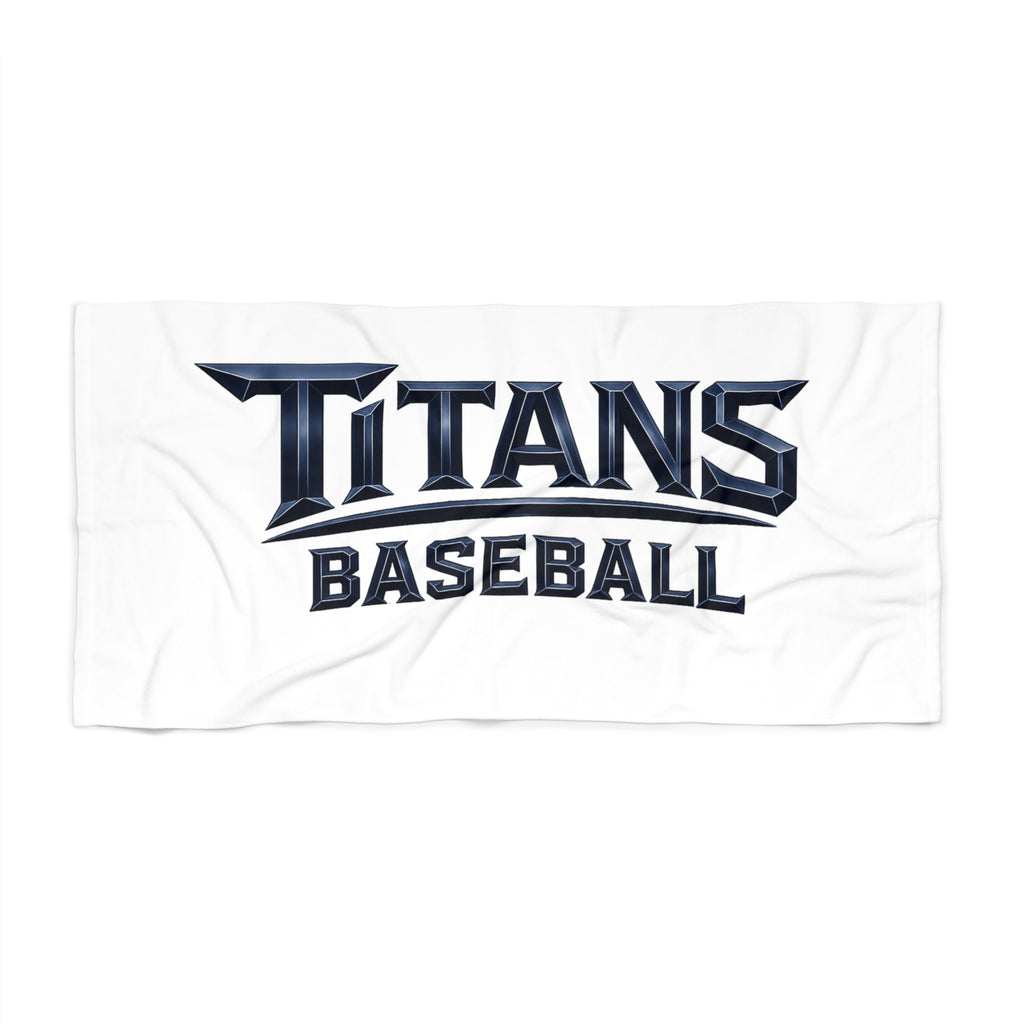 Titans Signature White Beach Towel-Navy Logo