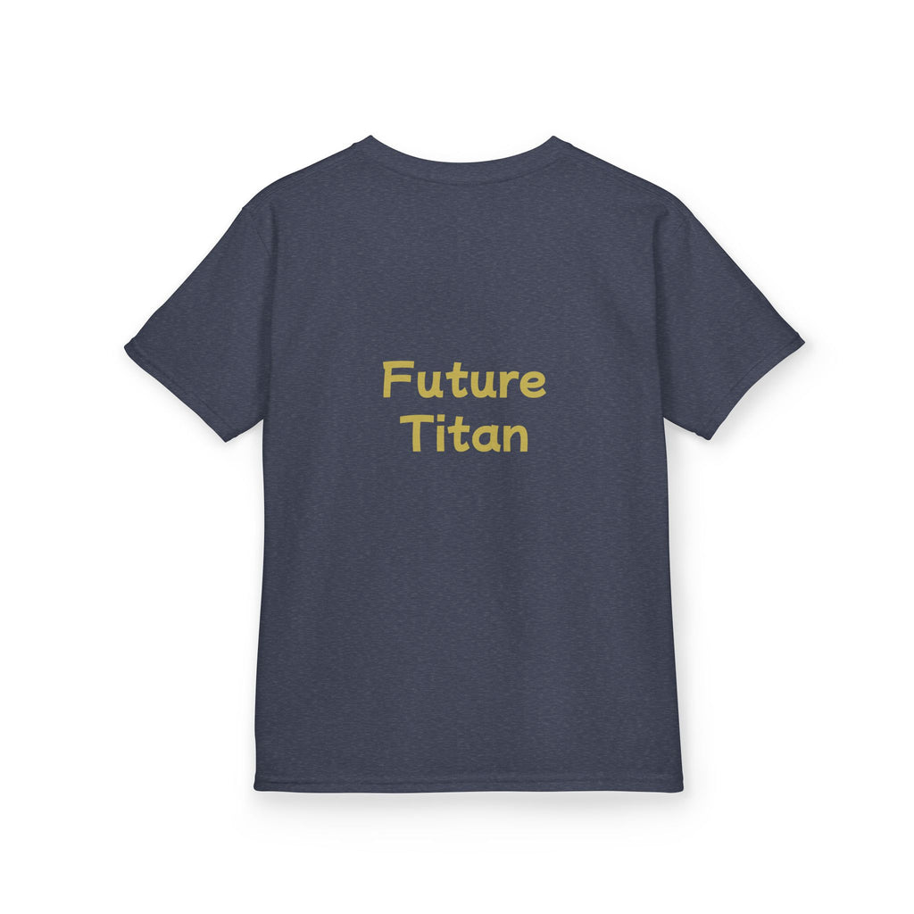 Titans Prime Youth Baseball Tee-Gold 'Future Titan' Back Print