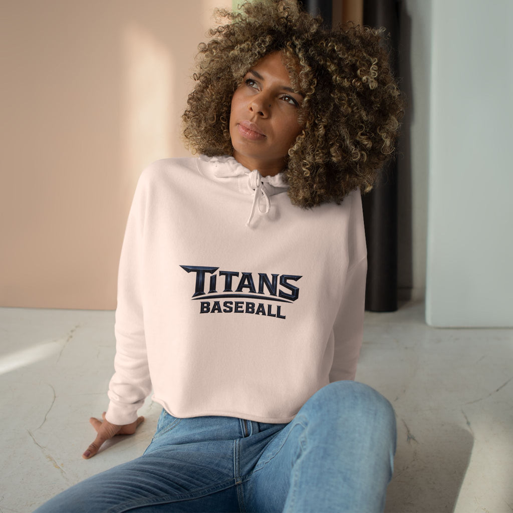 Titans Women's Signature Cropped Hoodie-Navy Logo