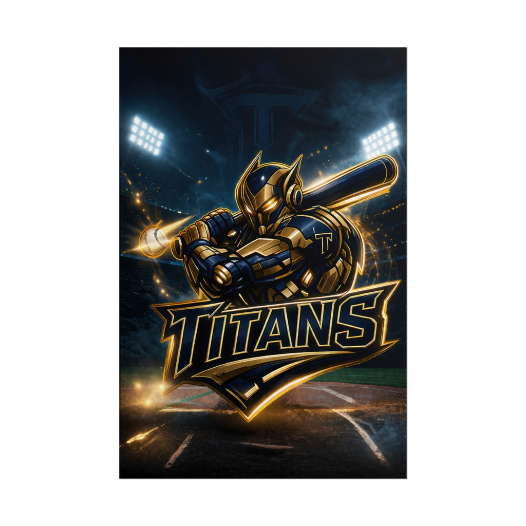 Titans Prime Baseball-Gold & Navy Team Logo Sports Wall Art (Rolled Poster)