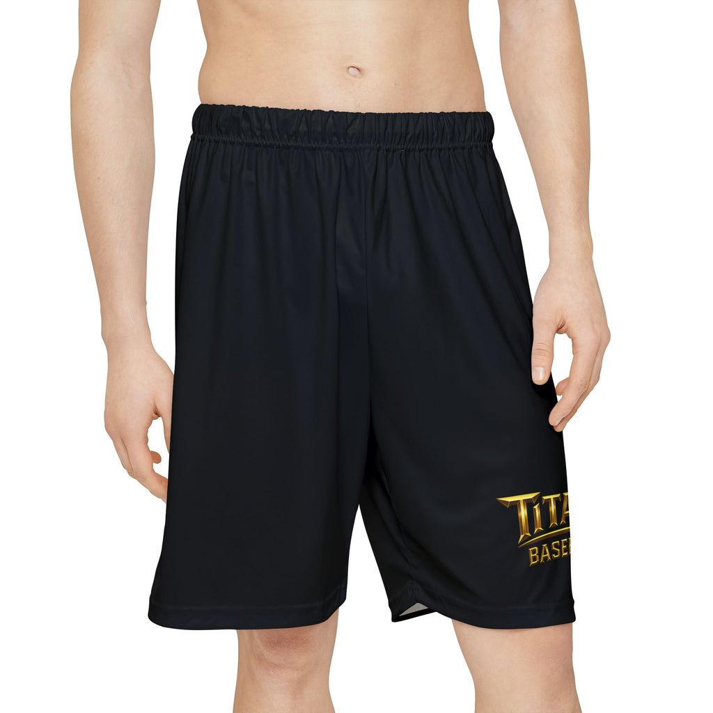 Titans Signature Black Men's Athletic Shorts-Gold Logo