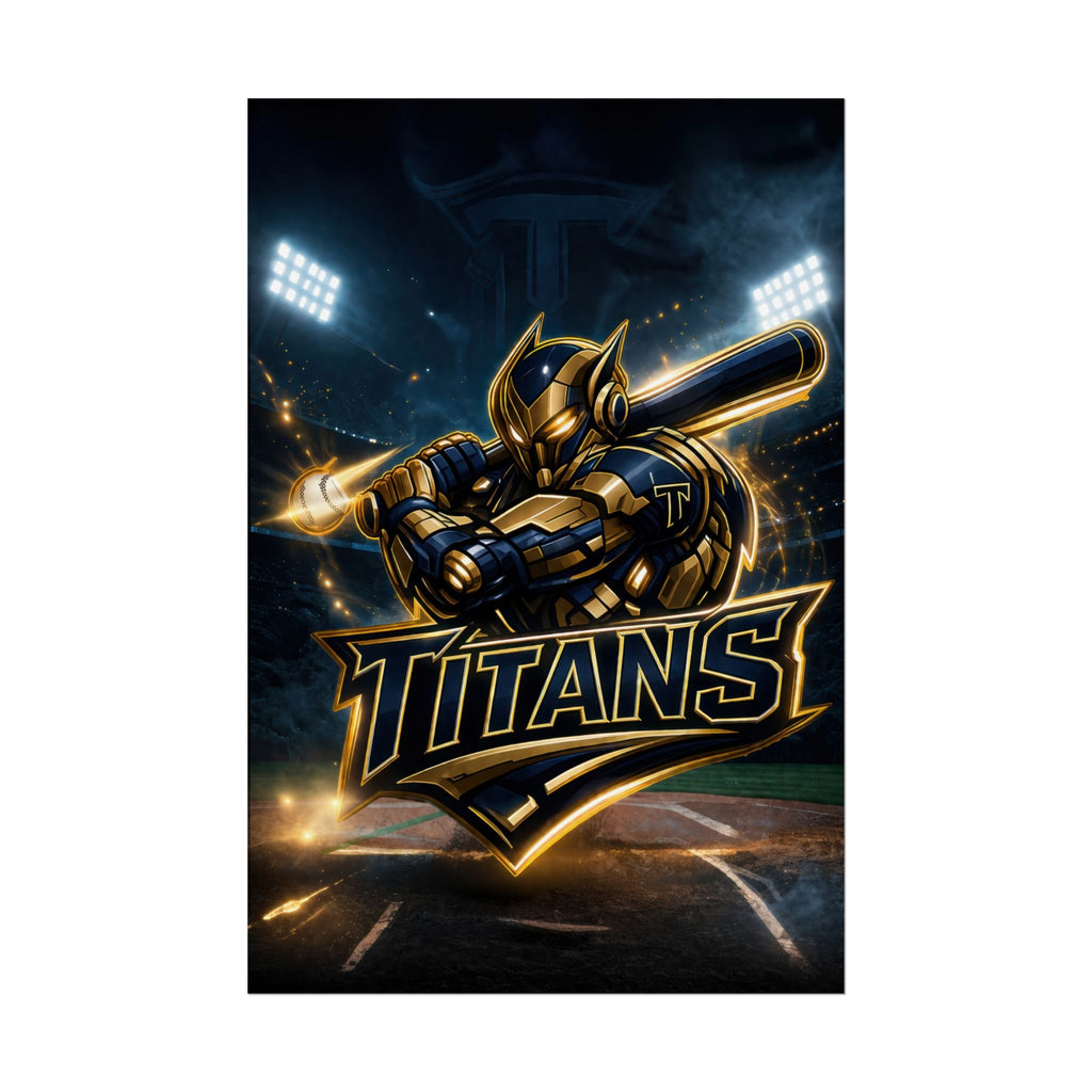 Titans Prime Baseball-Gold & Navy Team Logo Sports Wall Art (Rolled Poster)