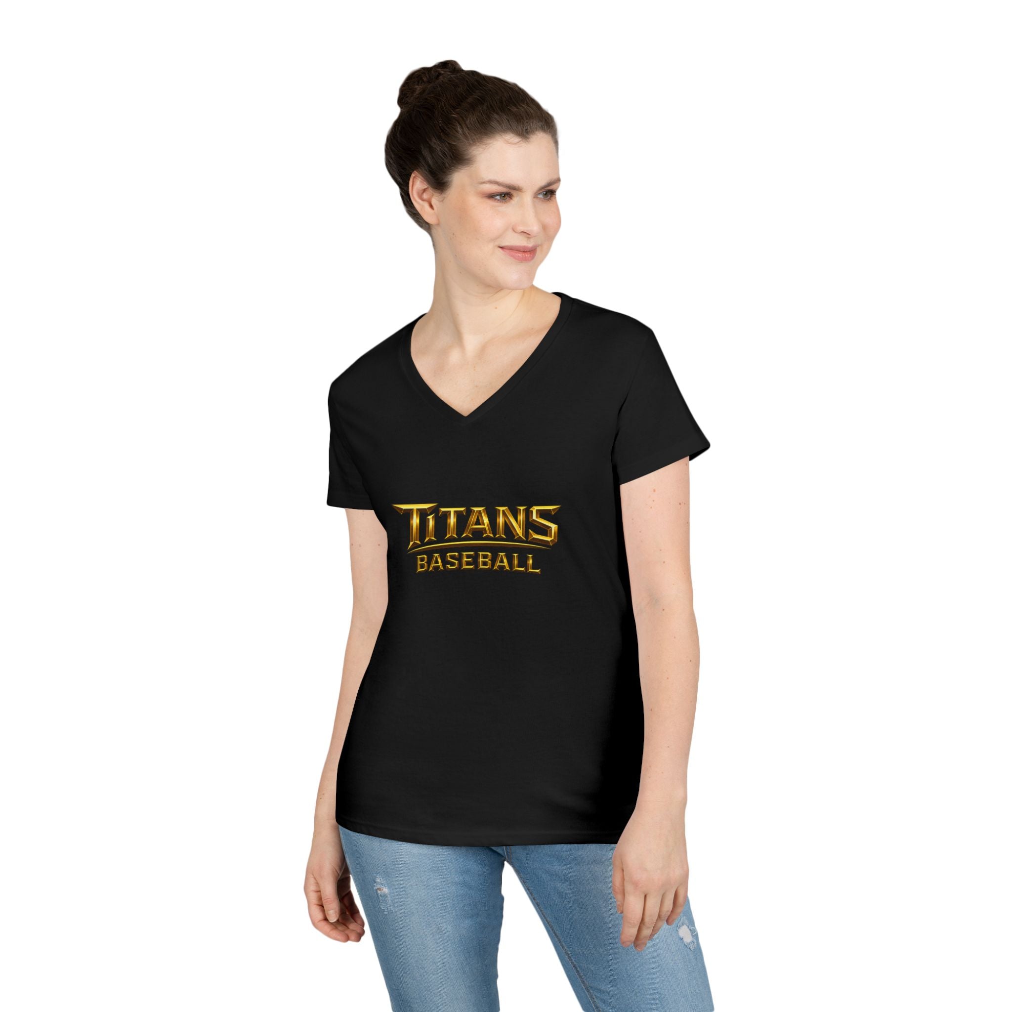 Titans Signature Ladies V-Neck Tee-Gold "Titans Mom" Fan Shirt