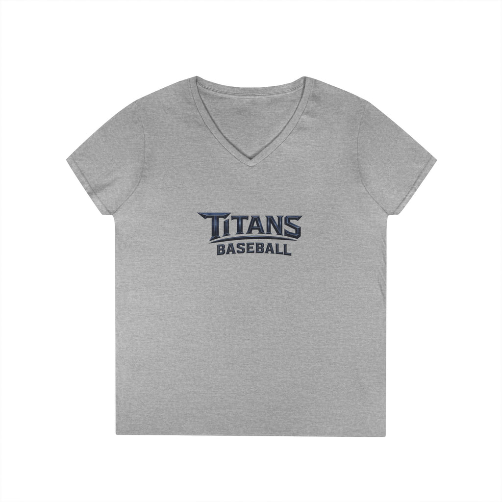 Titans Signature Ladies' V-Neck Tee-Blue "Titans Mom" Fan Shirt