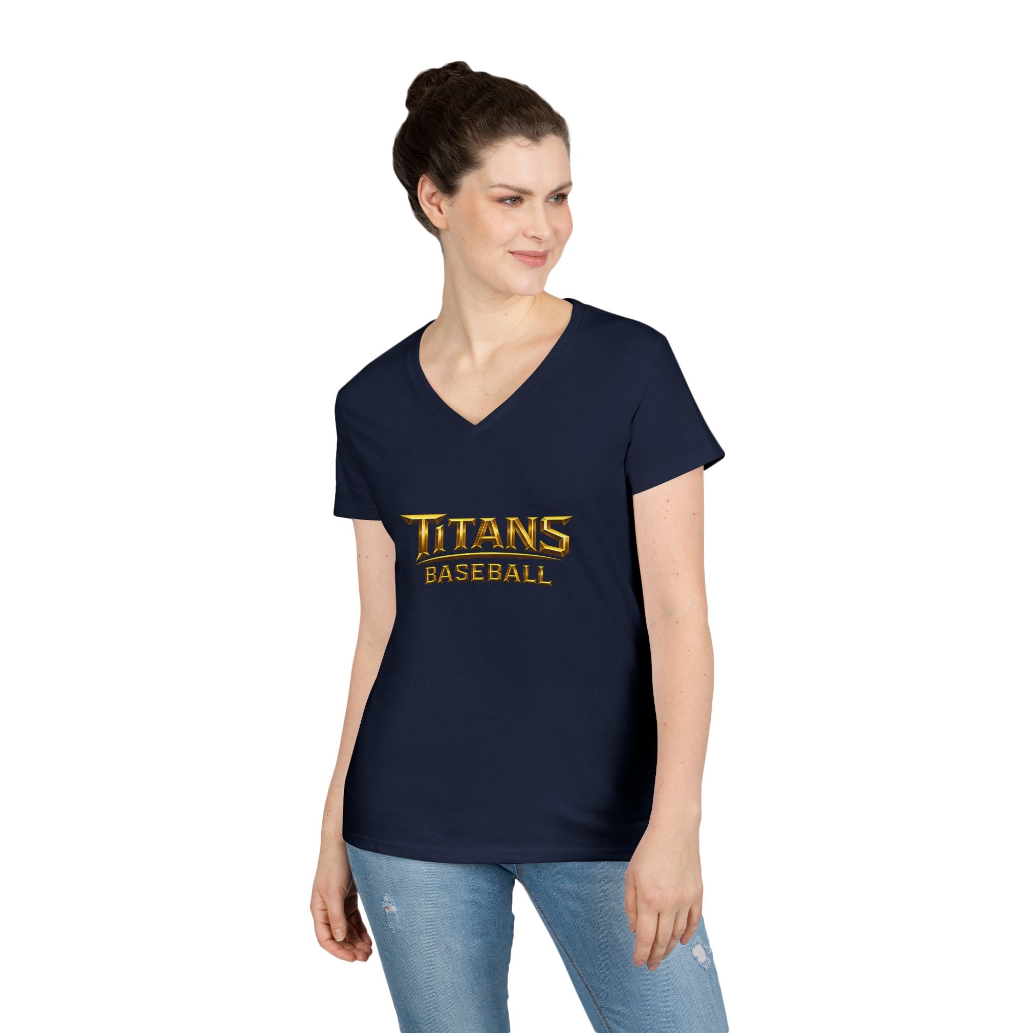Titans Signature Ladies V-Neck Tee-Gold "Titans Mom" Fan Shirt