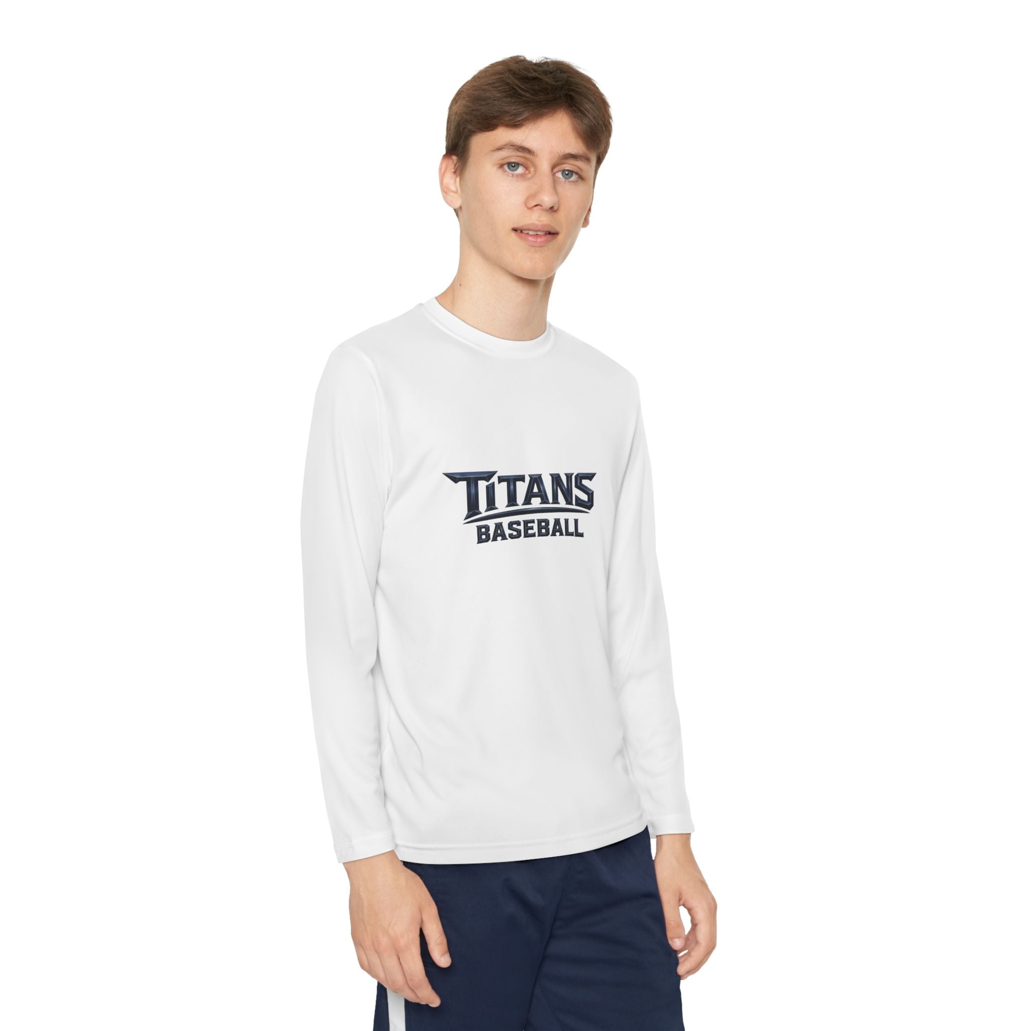 Titans Signature Youth Long Sleeve Tee - Navy Logo