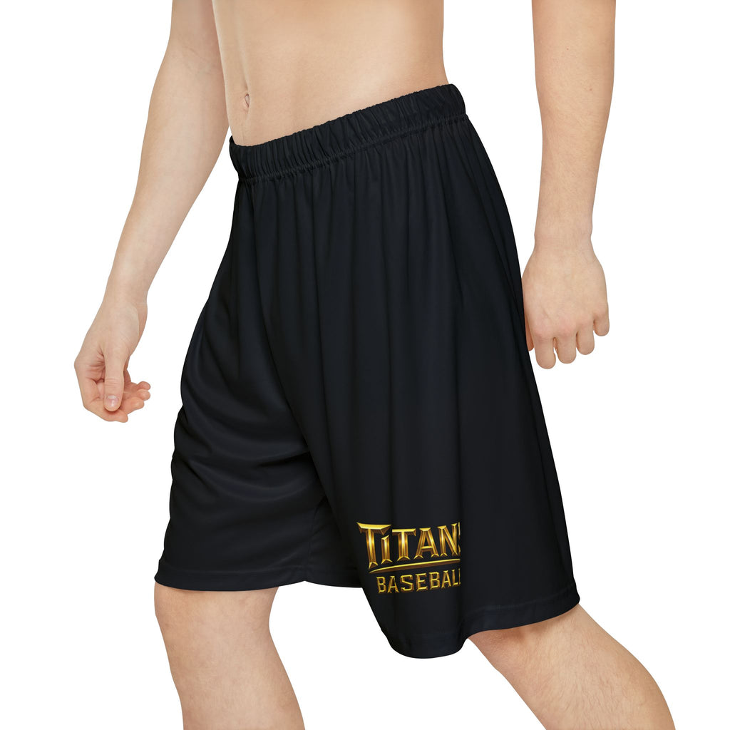 Titans Signature Black Men's Athletic Shorts-Gold Logo