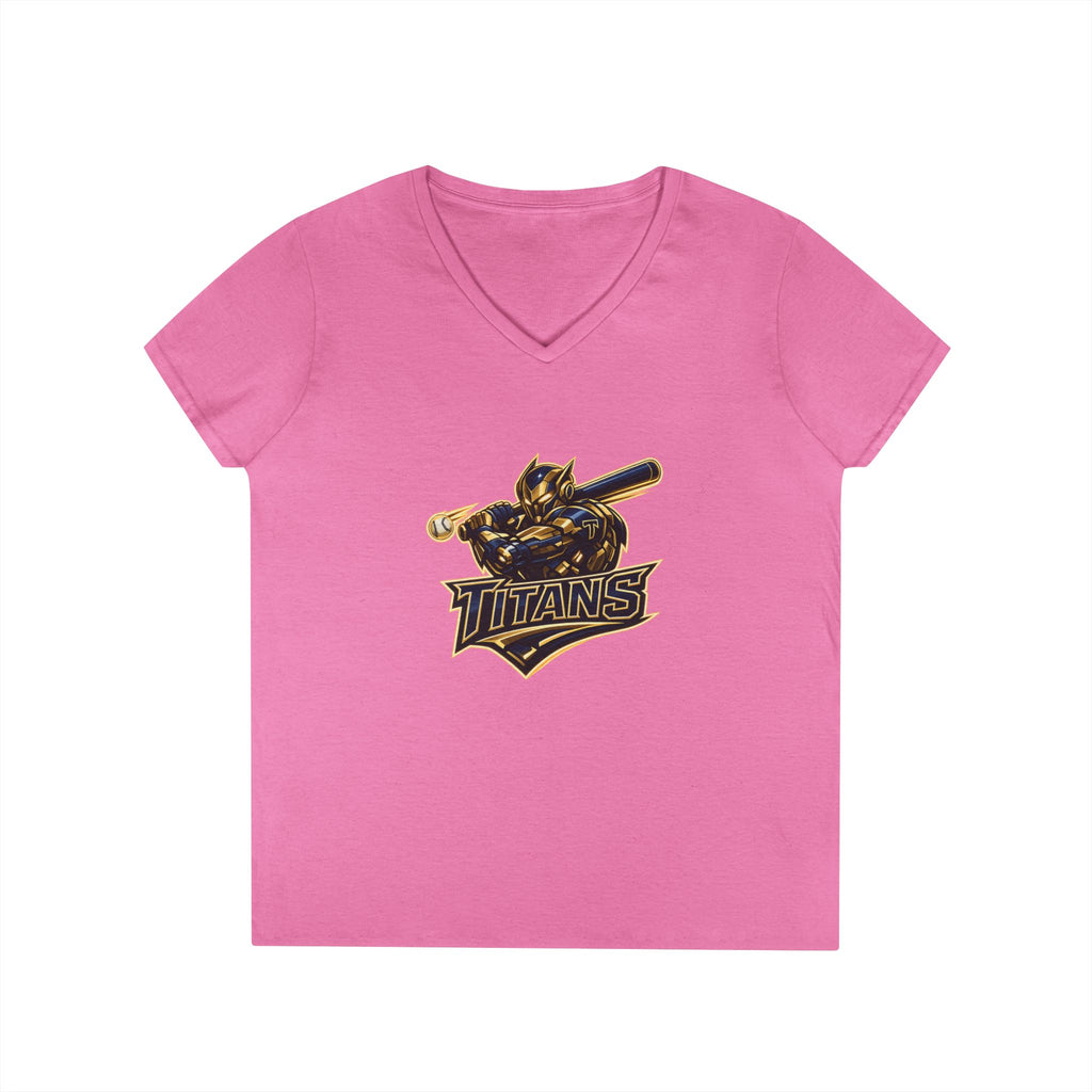 Titans Prime Ladies' V-Neck Tee-Blue "Titans Mom" Fan Shirt