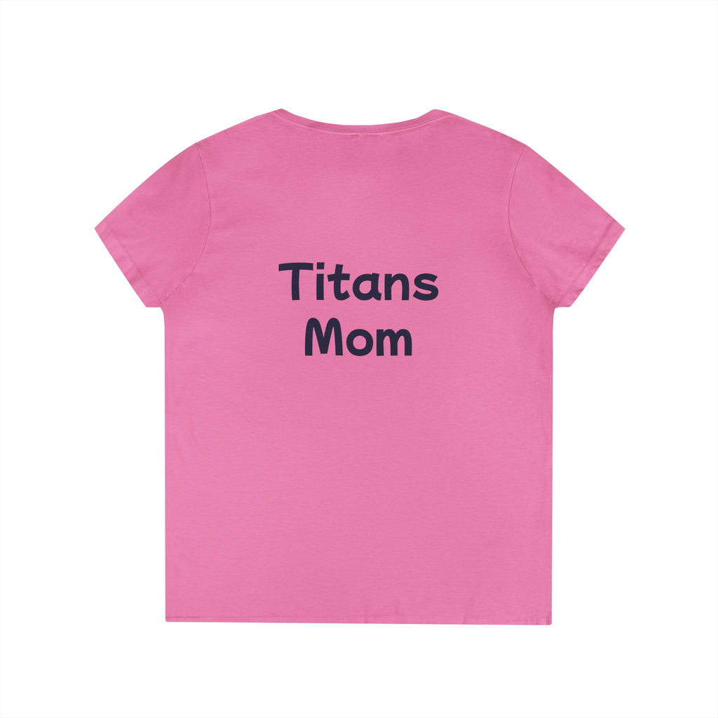 Titans Prime Ladies' V-Neck Tee-Blue "Titans Mom" Fan Shirt