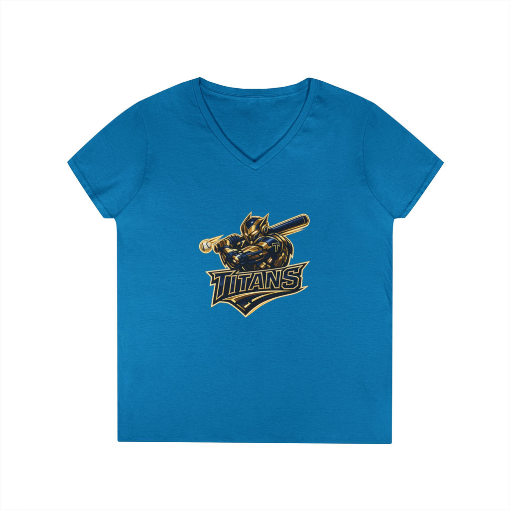 Titans Prime Ladies' V-Neck Tee-Blue "Titans Mom" Fan Shirt