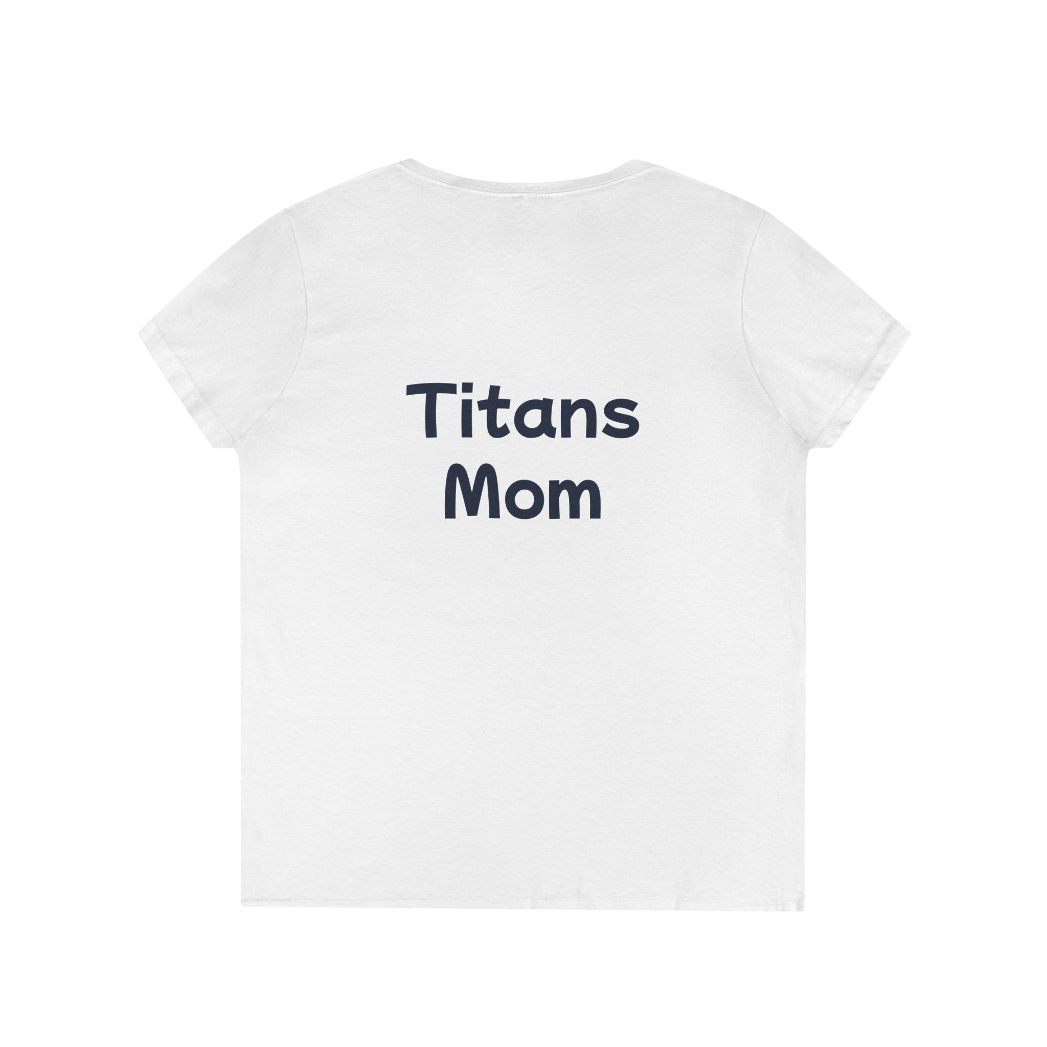 Titans Signature Ladies' V-Neck Tee-Blue "Titans Mom" Fan Shirt