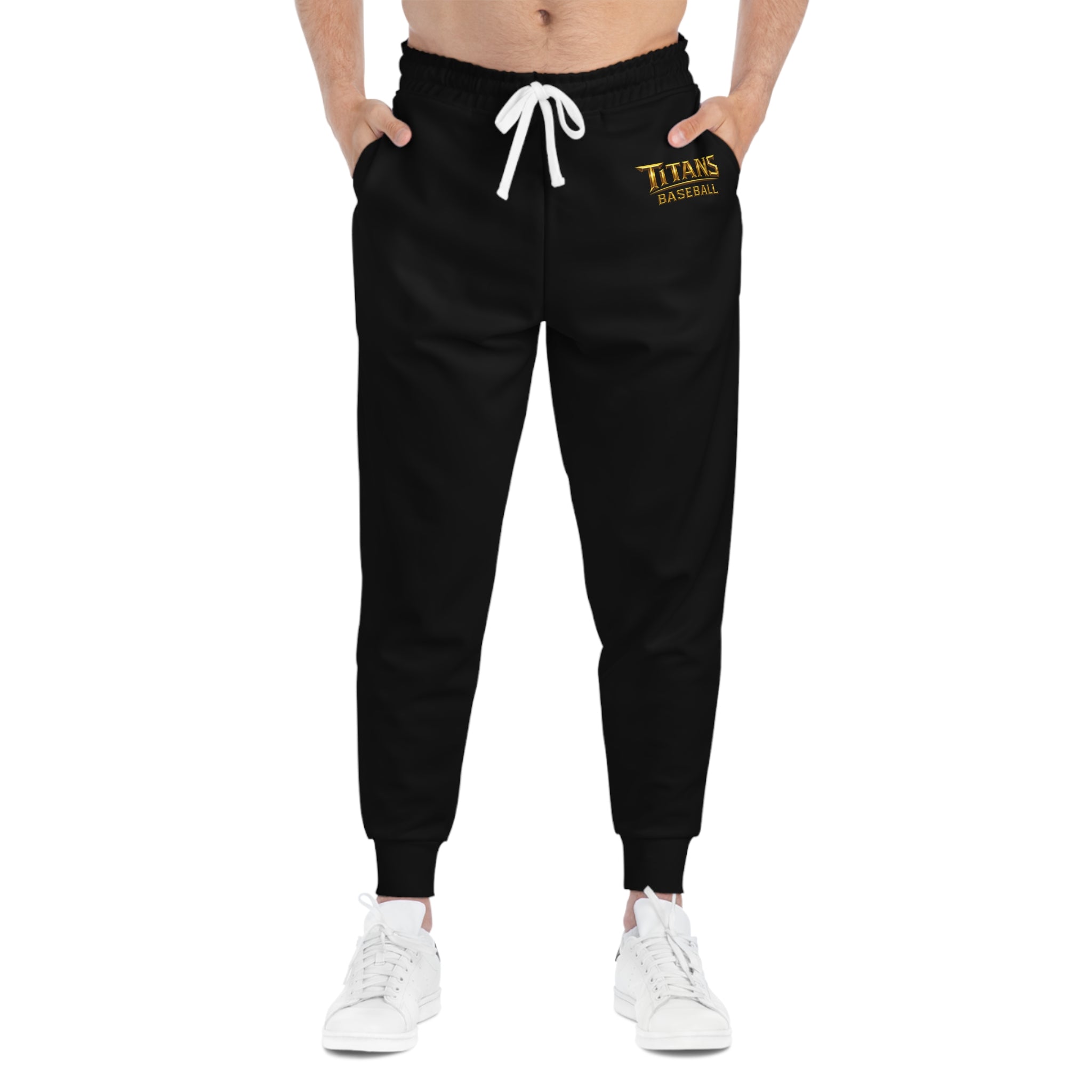 Titans Signature Black Men's Athletic Sweatpants-Gold Logo