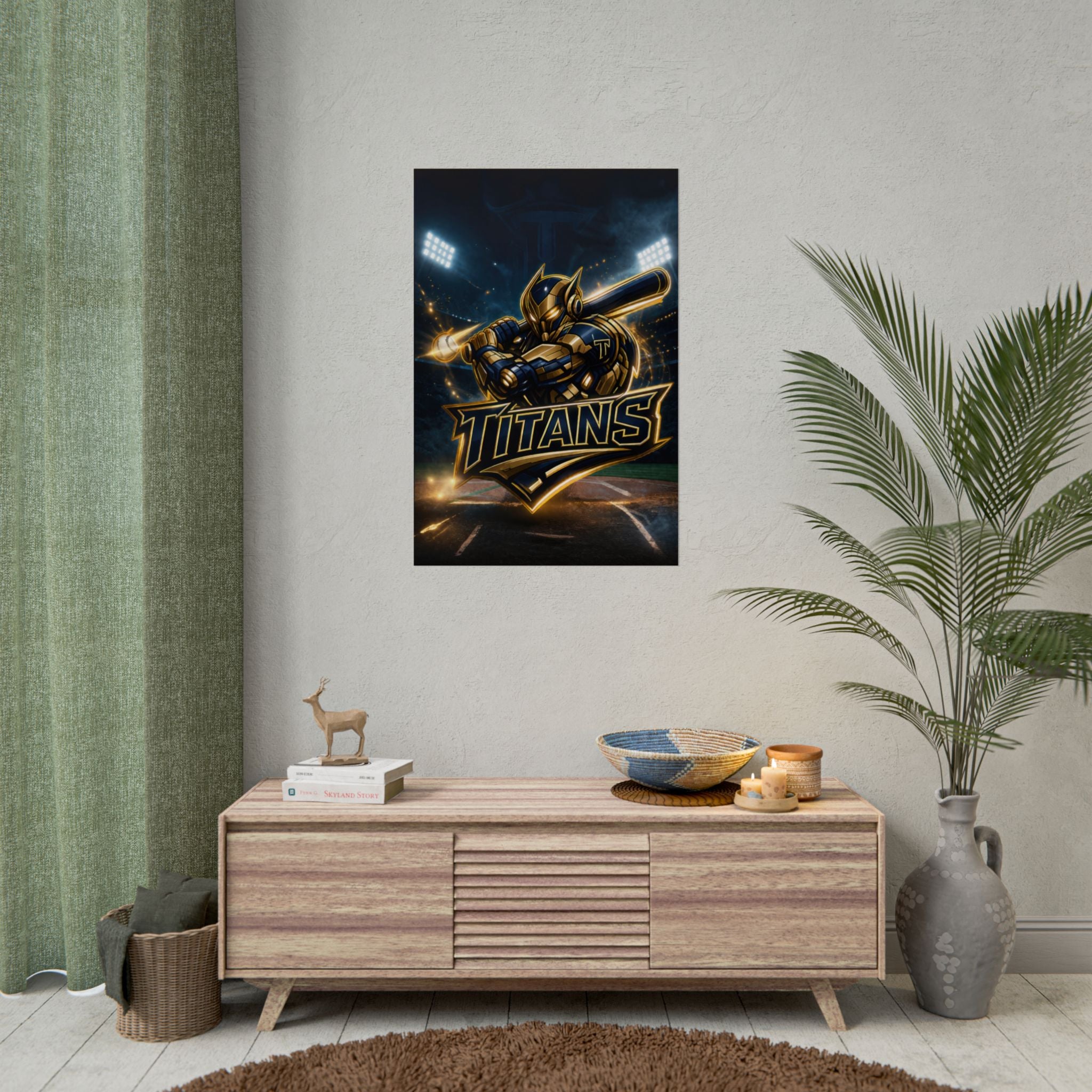 Titans Prime Baseball-Gold & Navy Team Logo Sports Wall Art (Rolled Poster)