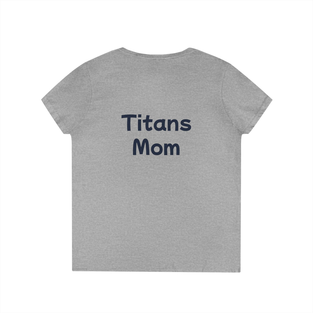 Titans Prime Ladies' V-Neck Tee-Blue "Titans Mom" Fan Shirt