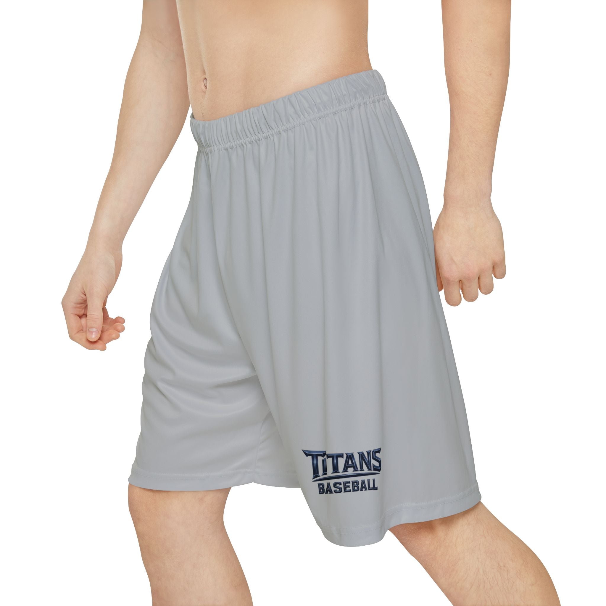 Titans Signature Gray Men's Athletic Shorts-Blue Logo