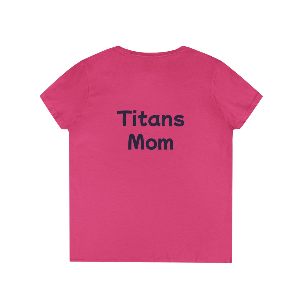Titans Signature Ladies' V-Neck Tee-Blue "Titans Mom" Fan Shirt