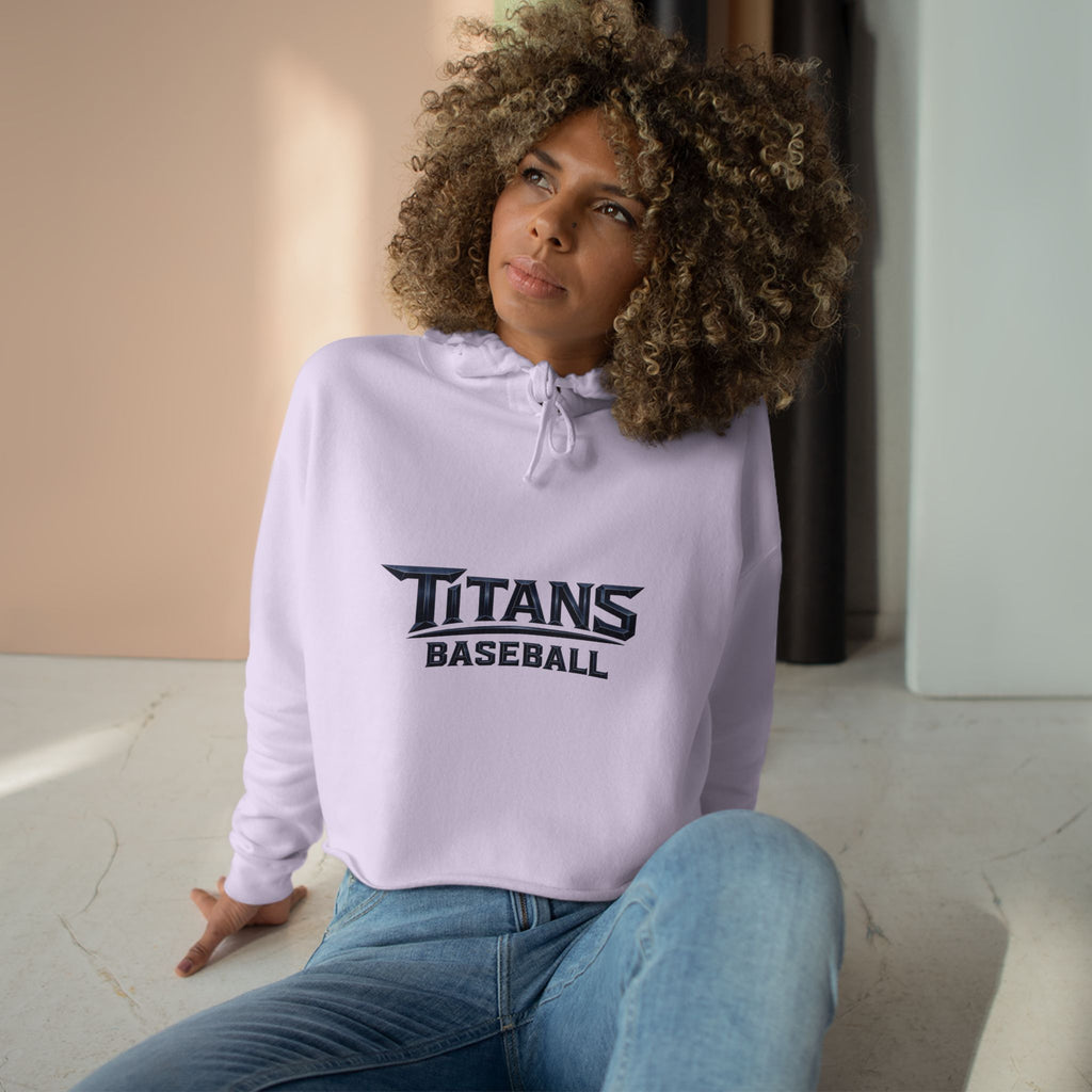 Titans Women's Signature Cropped Hoodie-Navy Logo