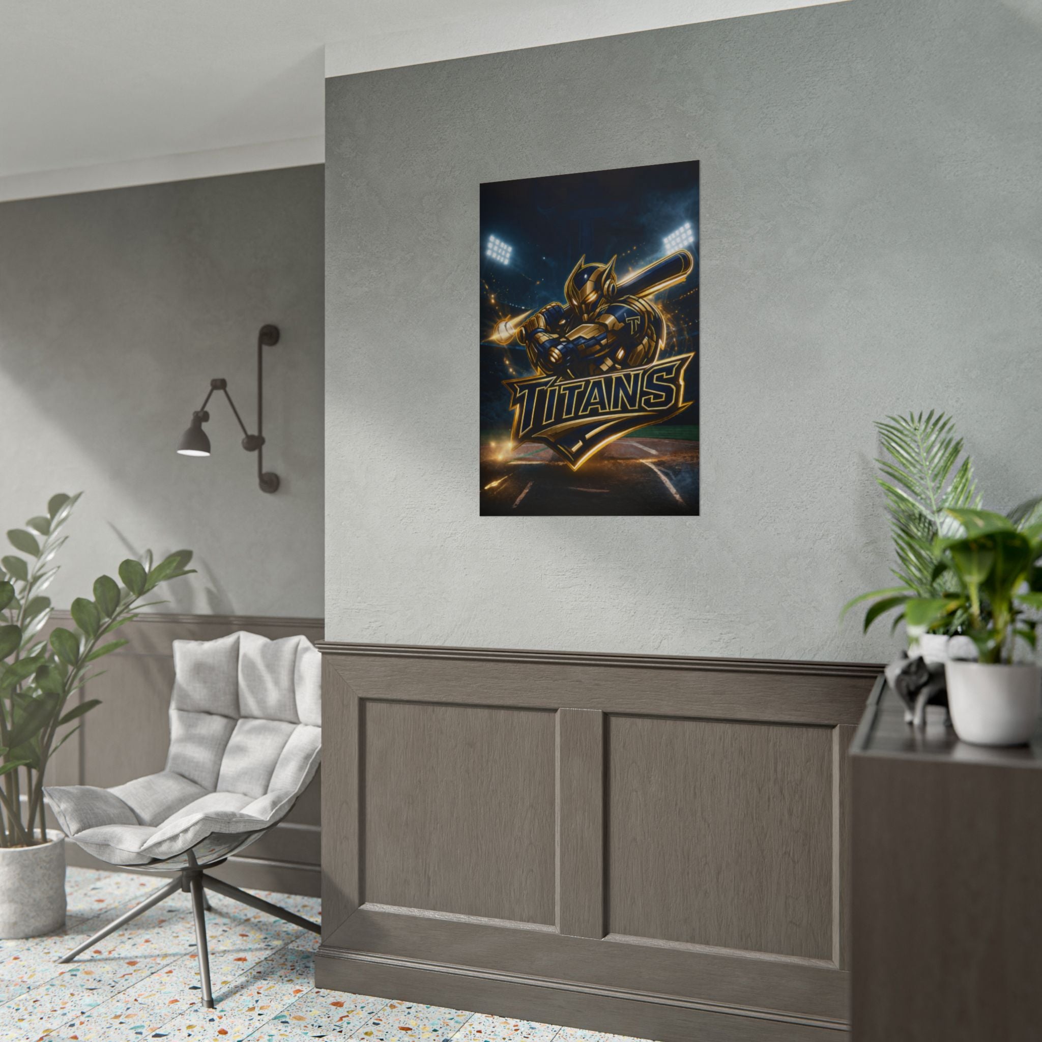 Titans Prime Baseball-Gold & Navy Team Logo Sports Wall Art (Rolled Poster)