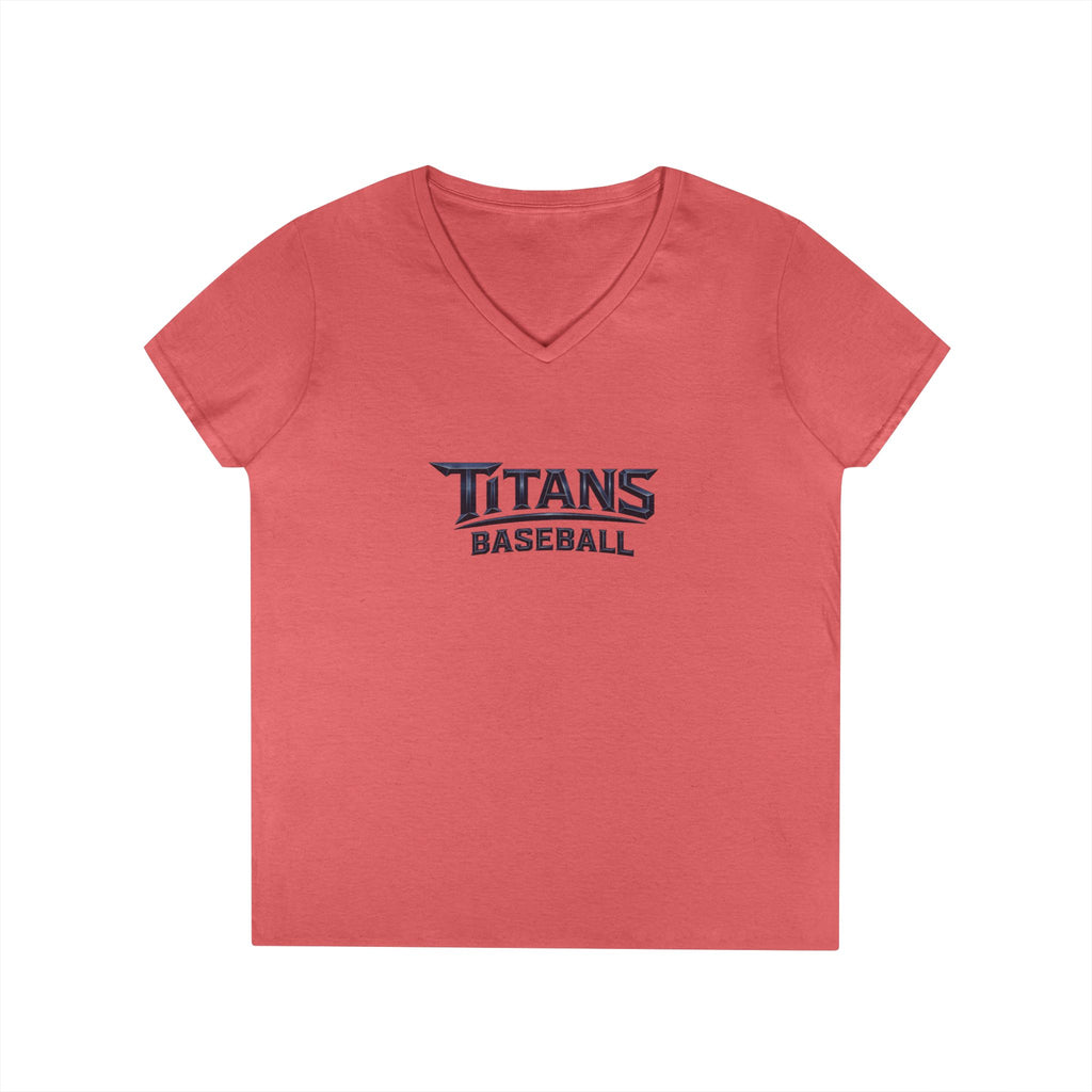 Titans Signature Ladies' V-Neck Tee-Blue "Titans Mom" Fan Shirt