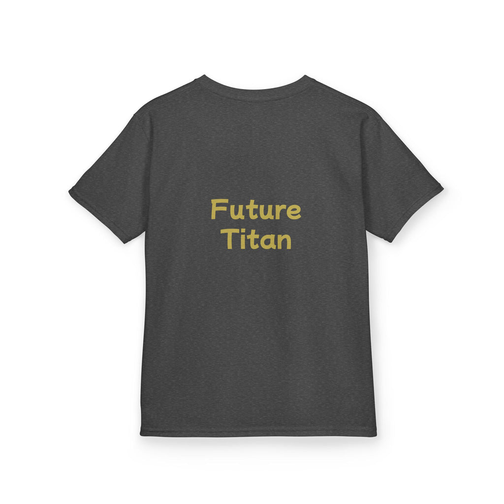 Titans Prime Youth Baseball Tee-Gold 'Future Titan' Back Print