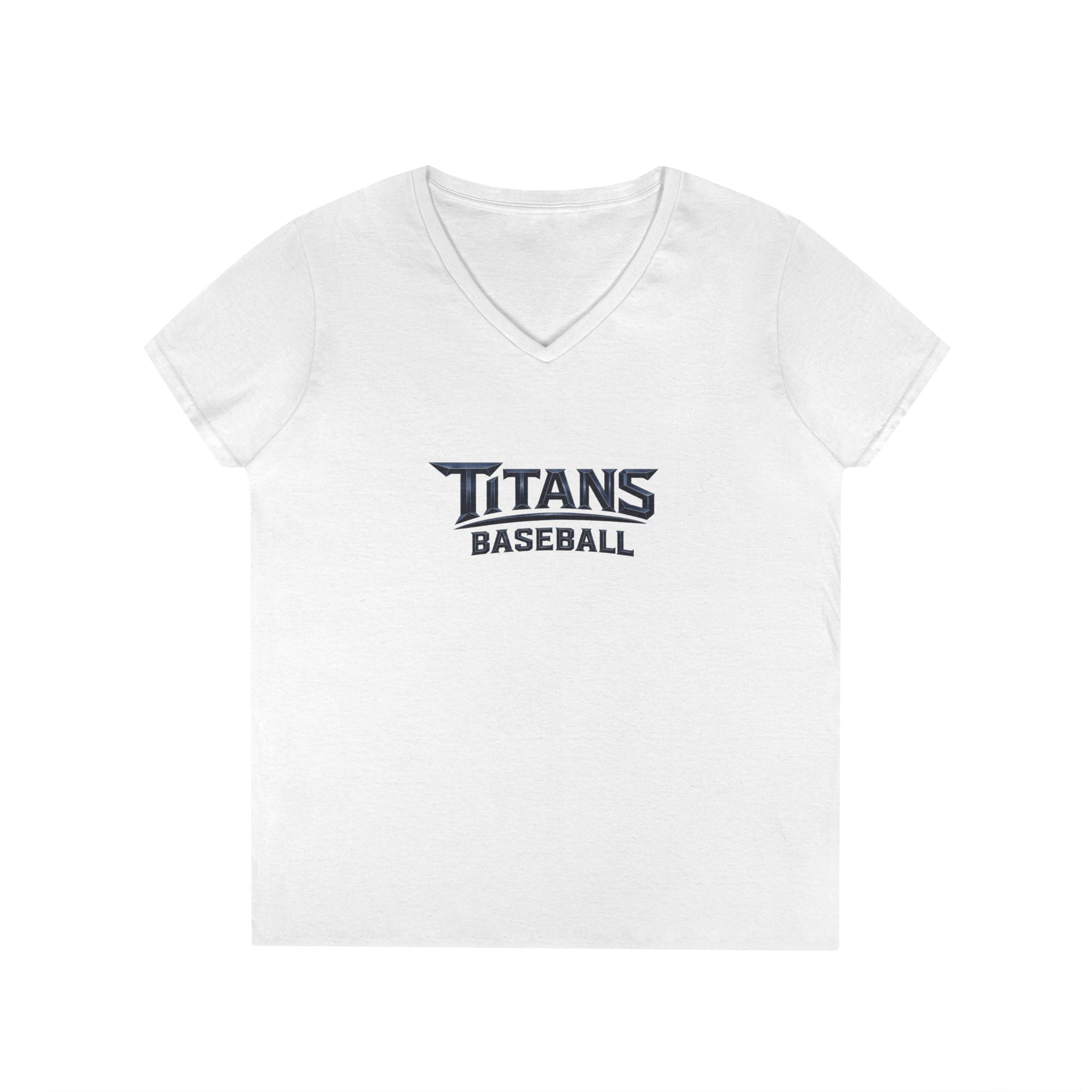 Titans Signature Ladies' V-Neck Tee-Blue "Titans Mom" Fan Shirt
