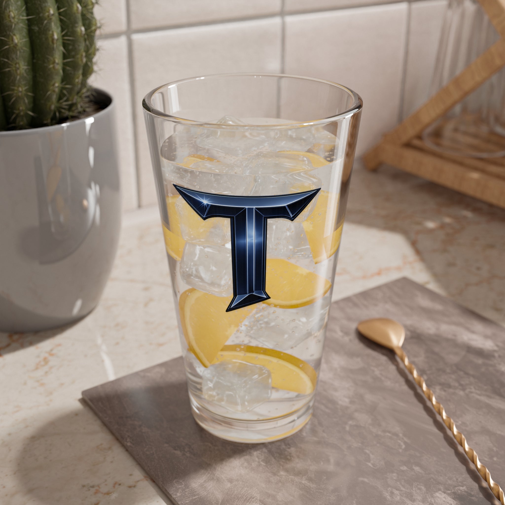 Titans Pint Glass-Navy T